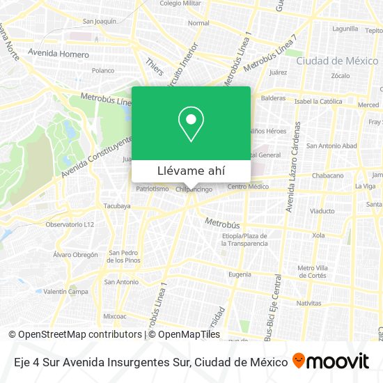 Mapa de Eje 4 Sur Avenida Insurgentes Sur