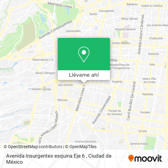 Mapa de Avenida Insurgentes esquina Eje 6