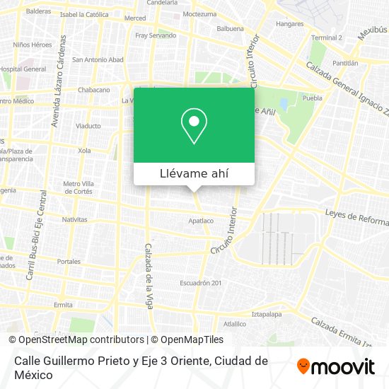 Mapa de Calle Guillermo Prieto y Eje 3 Oriente