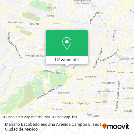 Mapa de Mariano Escobedo esquina Avenida Campos Elíseos