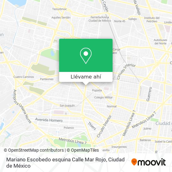 Mapa de Mariano Escobedo esquina Calle Mar Rojo
