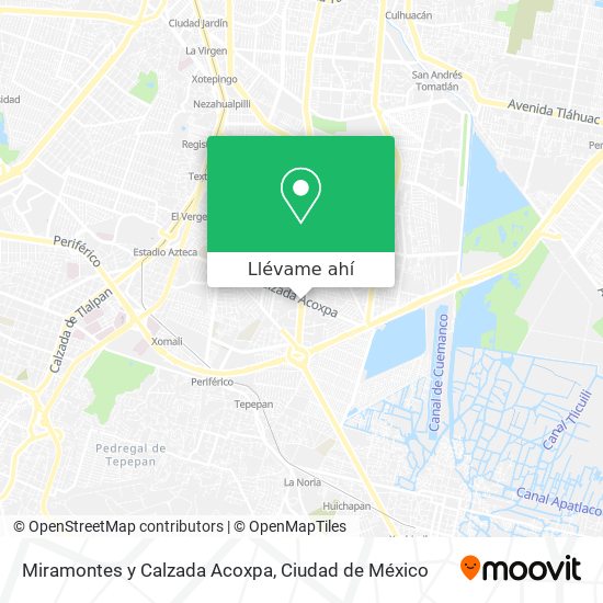 Mapa de Miramontes y Calzada Acoxpa