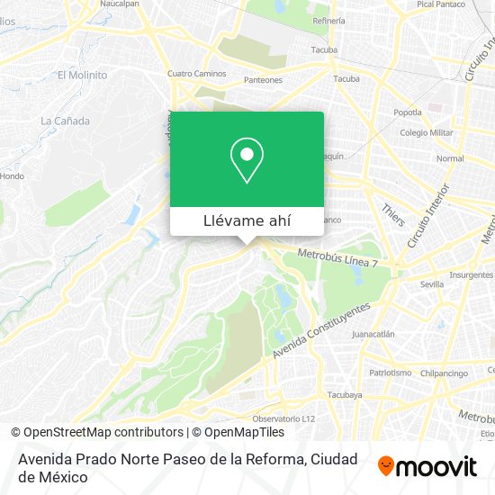 Mapa de Avenida Prado Norte Paseo de la Reforma