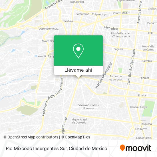 Mapa de Río Mixcoac Insurgentes Sur