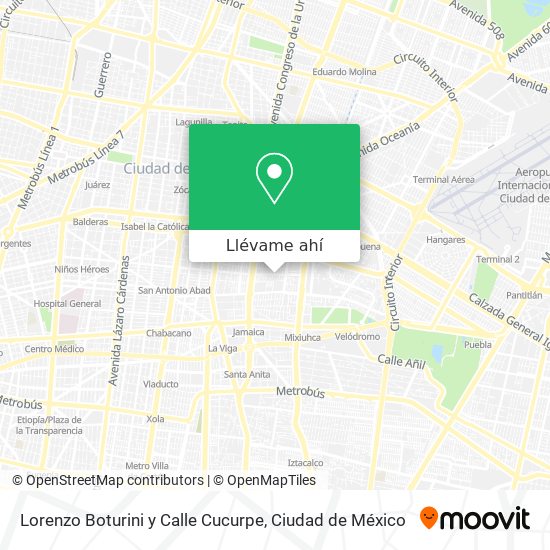 Mapa de Lorenzo Boturini y Calle Cucurpe