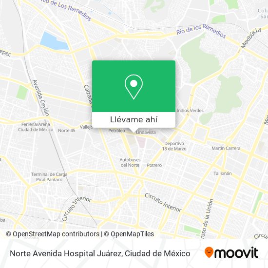 Mapa de Norte Avenida Hospital Juárez