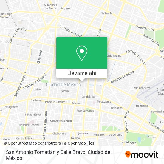 Mapa de San Antonio Tomatlán y Calle Bravo