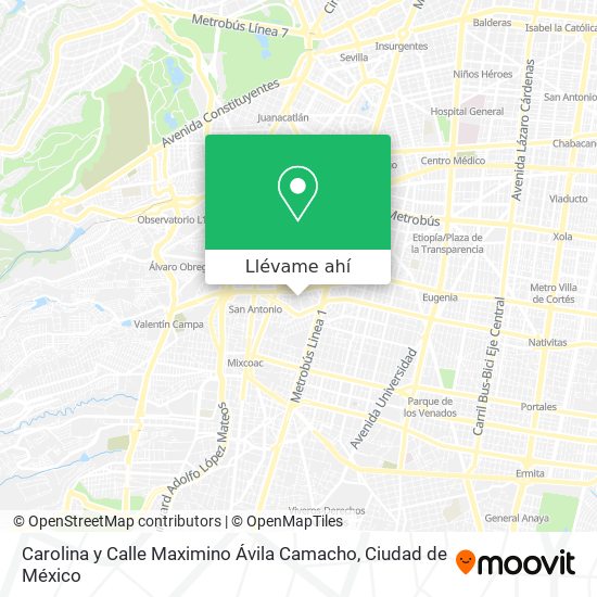 Mapa de Carolina y Calle Maximino Ávila Camacho