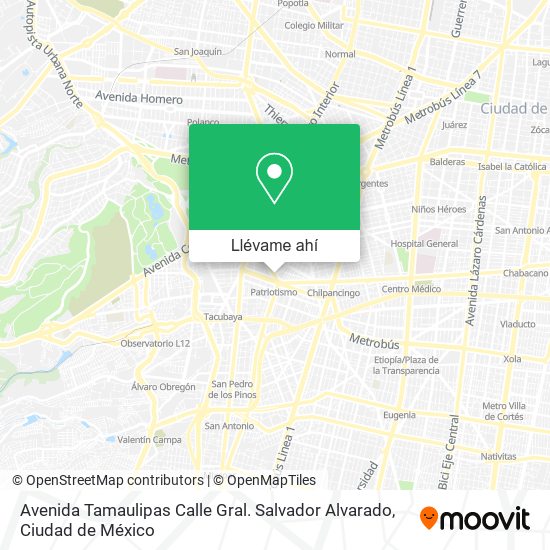 Mapa de Avenida Tamaulipas Calle Gral. Salvador Alvarado