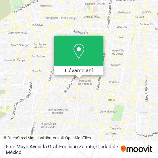 Mapa de 5 de Mayo Avenida Gral. Emiliano Zapata