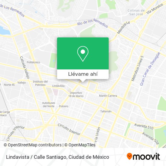 Mapa de Lindavista / Calle Santiago