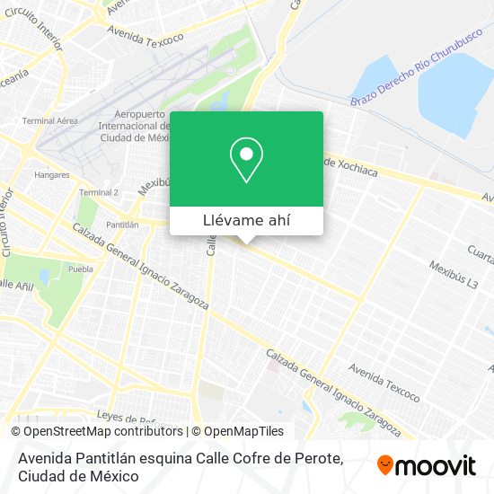 Mapa de Avenida Pantitlán esquina Calle Cofre de Perote