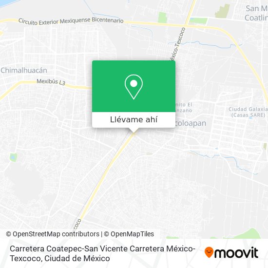 Mapa de Carretera Coatepec-San Vicente Carretera México-Texcoco