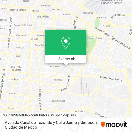 Mapa de Avenida Canal de Tezontle y Calle Jaime y Simpson