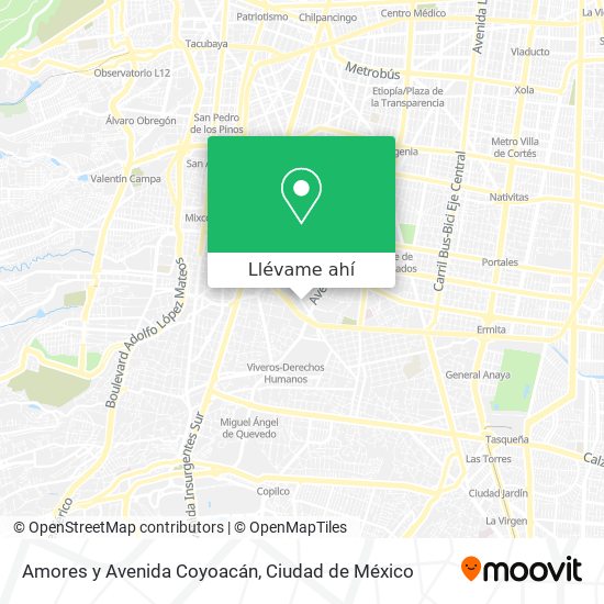 Mapa de Amores y Avenida Coyoacán