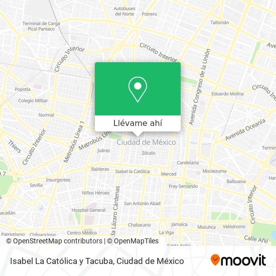 Mapa de Isabel La Católica y Tacuba