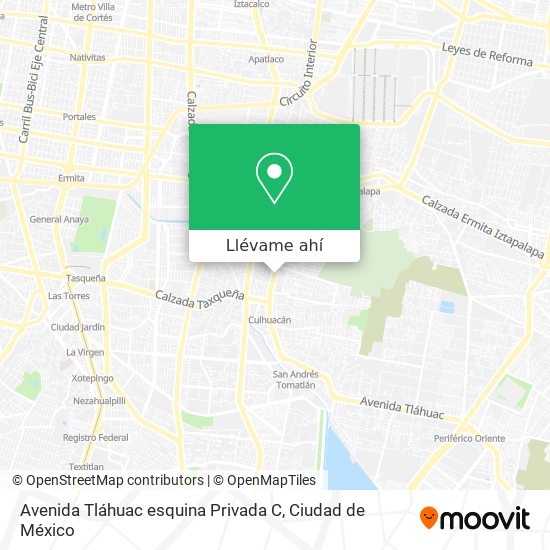 Mapa de Avenida Tláhuac esquina Privada C