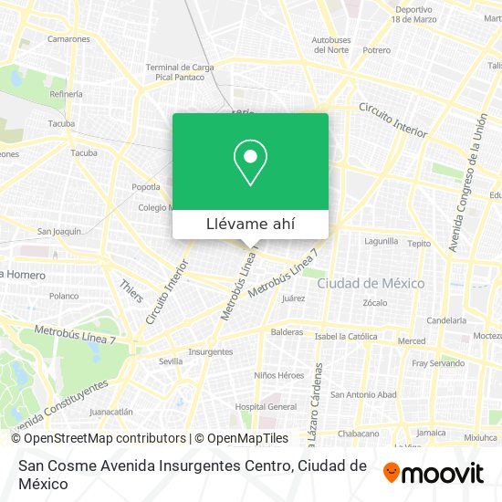 Mapa de San Cosme Avenida Insurgentes Centro