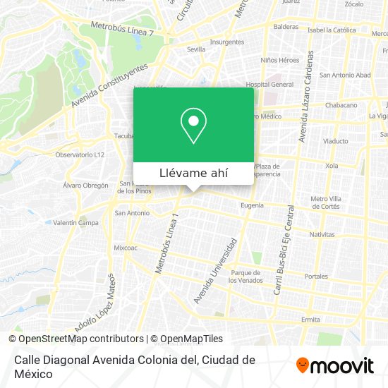 Mapa de Calle Diagonal Avenida Colonia del