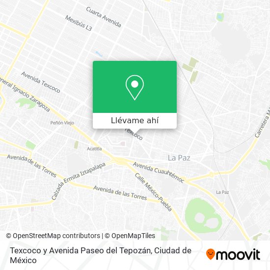Mapa de Texcoco y Avenida Paseo del Tepozán
