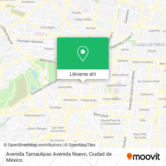 Mapa de Avenida Tamaulipas Avenida Nuevo