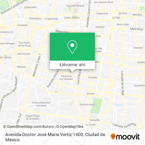 Mapa de Avenida Doctor José María Vertiz 1400