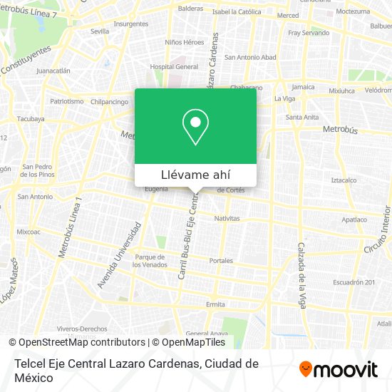 Mapa de Telcel Eje Central Lazaro Cardenas