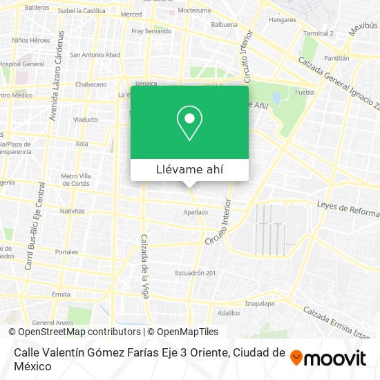 Mapa de Calle Valentín Gómez Farías Eje 3 Oriente