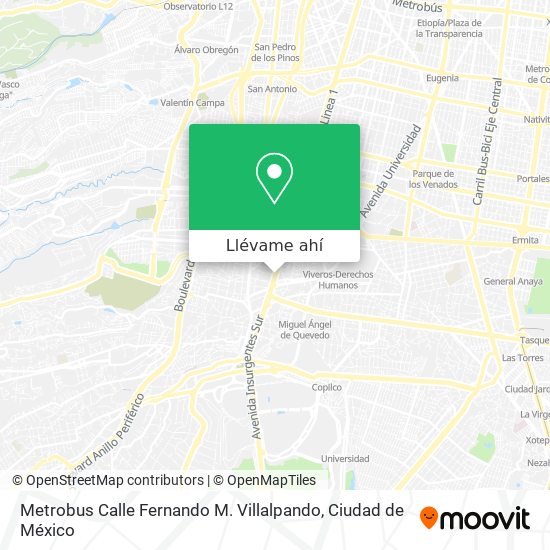 Mapa de Metrobus Calle Fernando M. Villalpando