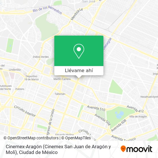 Mapa de Cinemex-Aragón (Cinemex San Juan de Aragón y Moli)