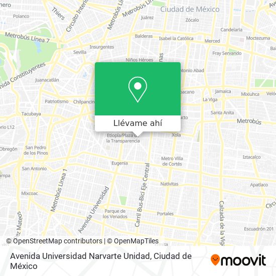 Mapa de Avenida Universidad Narvarte Unidad