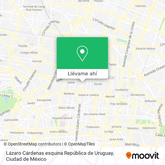 Mapa de Lázaro Cárdenas esquina República de Uruguay