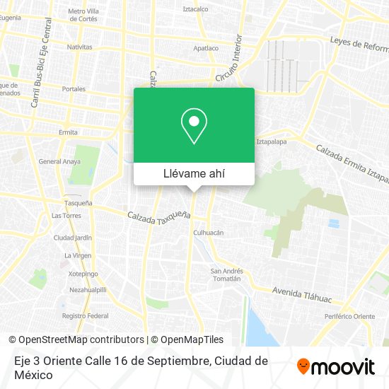 Mapa de Eje 3 Oriente Calle 16 de Septiembre