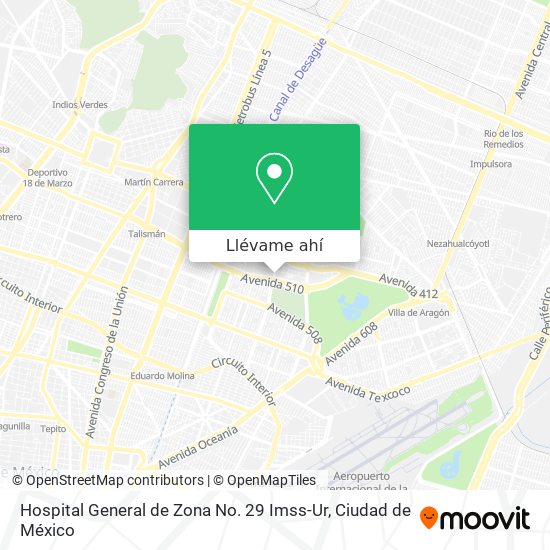 Mapa de Hospital General de Zona No. 29 Imss-Ur