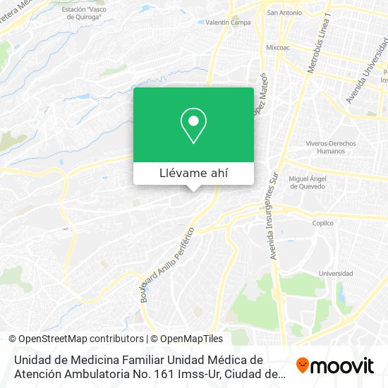 Mapa de Unidad de Medicina Familiar Unidad Médica de Atención Ambulatoria No. 161 Imss-Ur