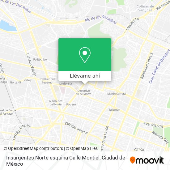 Mapa de Insurgentes Norte esquina Calle Montiel