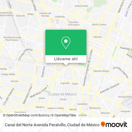 Mapa de Canal del Norte Avenida Peralvillo