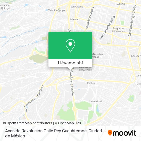 Mapa de Avenida Revolución Calle Rey Cuauhtémoc