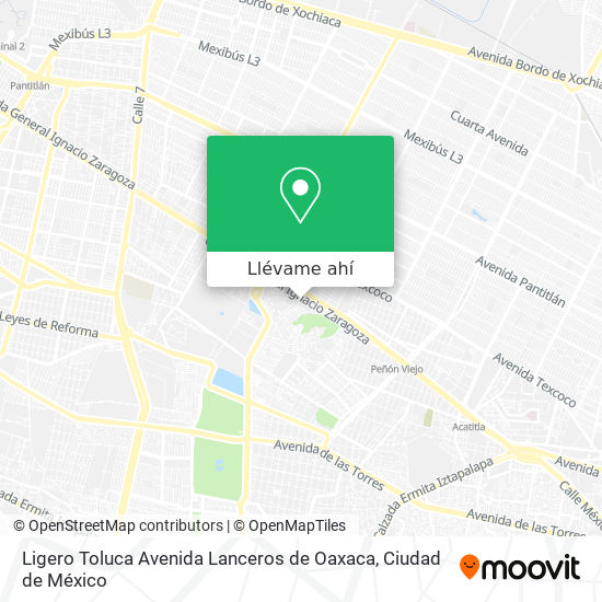 Mapa de Ligero Toluca Avenida Lanceros de Oaxaca