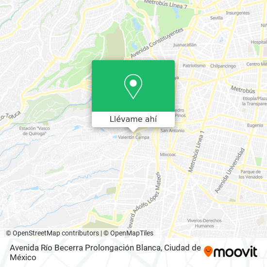 Mapa de Avenida Río Becerra Prolongación Blanca