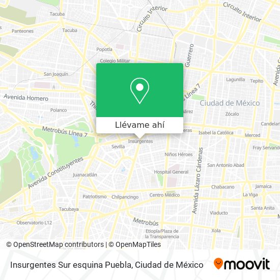 Mapa de Insurgentes Sur esquina Puebla