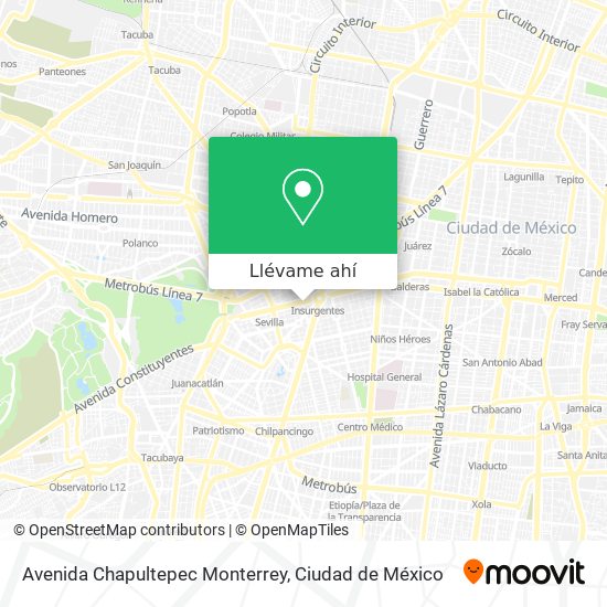 Mapa de Avenida Chapultepec Monterrey