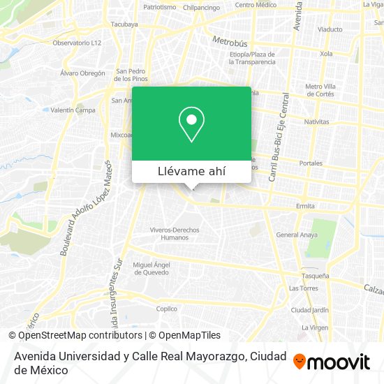 Mapa de Avenida Universidad y Calle Real Mayorazgo