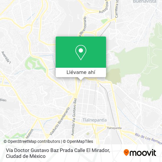 Mapa de Vía Doctor Gustavo Baz Prada Calle El Mirador