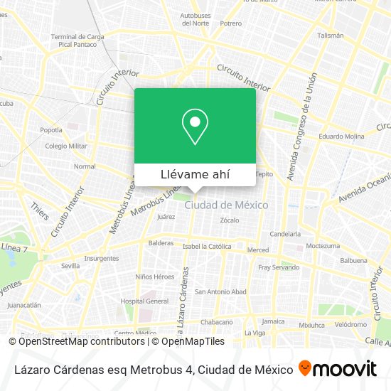 Mapa de Lázaro Cárdenas esq Metrobus 4