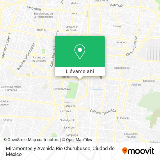 Mapa de Miramontes y Avenida Río Churubusco