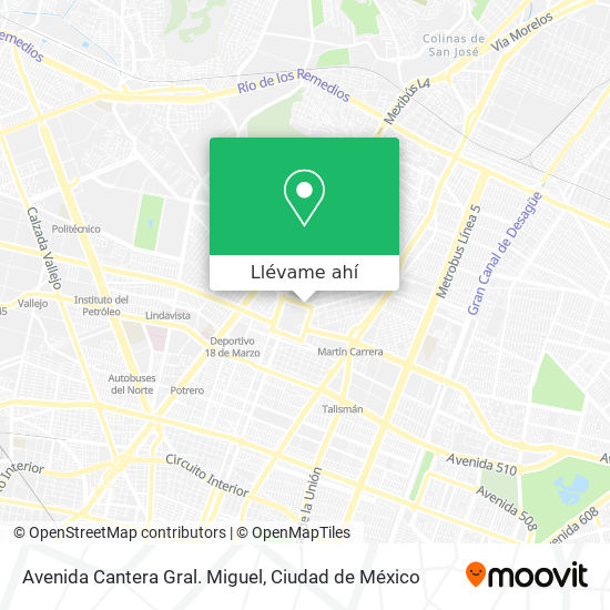 Mapa de Avenida Cantera Gral. Miguel