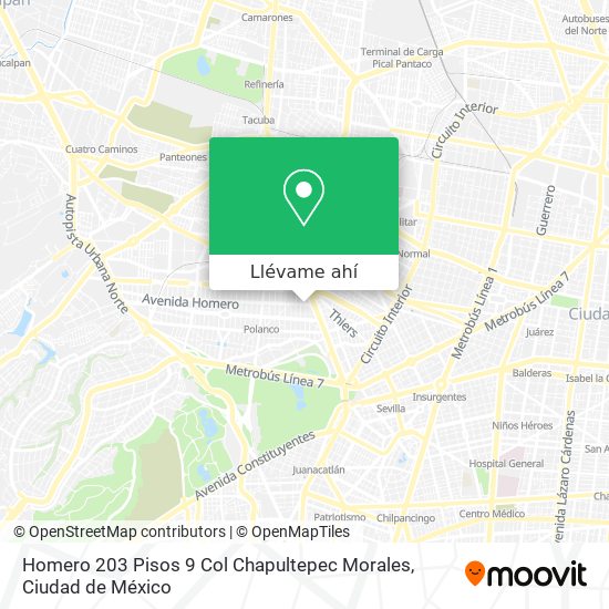 Mapa de Homero 203  Pisos 9   Col  Chapultepec Morales