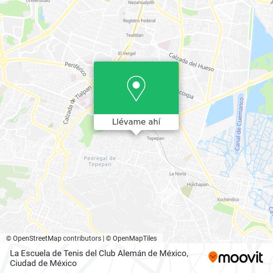 Mapa de La Escuela de Tenis del Club Alemán de México