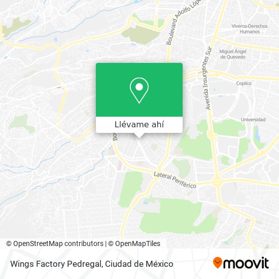 Mapa de Wings Factory Pedregal